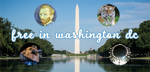 collage with washington monument items from museums and zoo