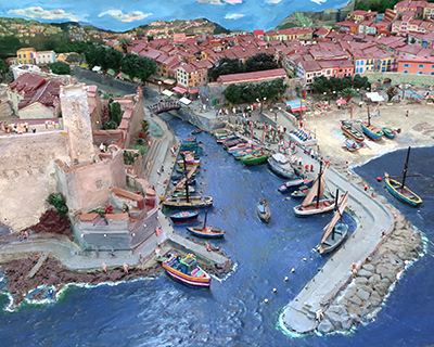 model of collioure harbor and town