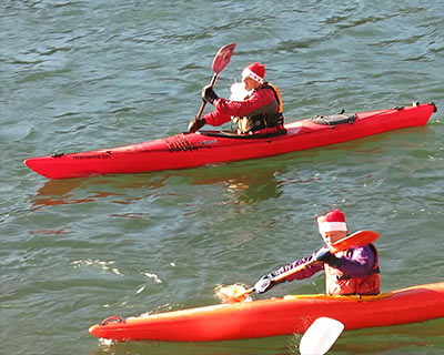 switzerland basel christmas markets santa kayaking on rhine