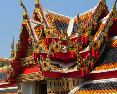 bangkok wat pho temple tile roofs