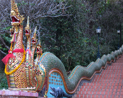 thailand wat doi suthep naga stairway